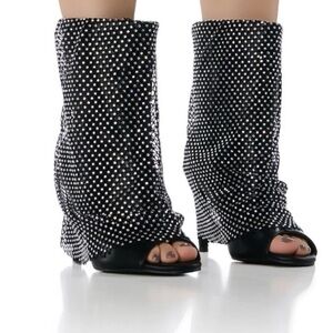 Black and White Polka Dot Ankle Boots